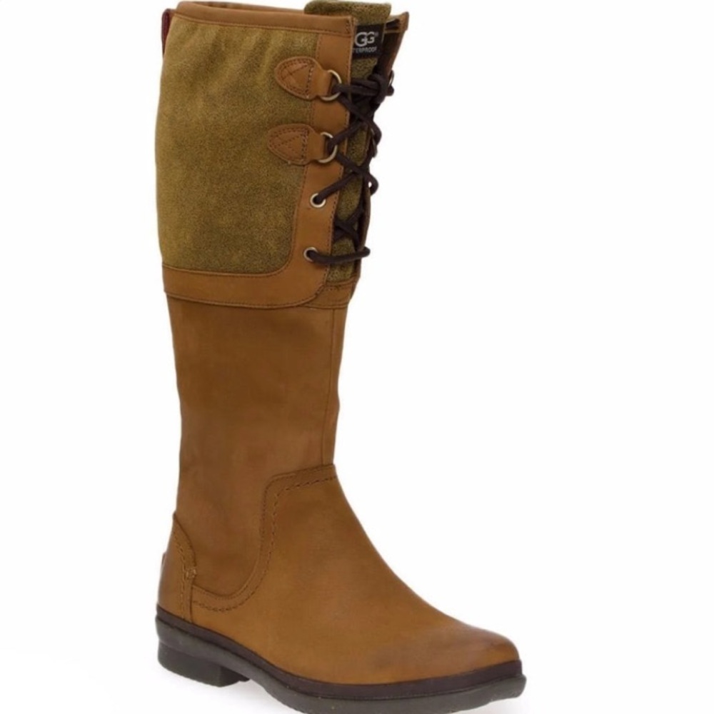UGG Brown Lace Up Boots with Suede Finish